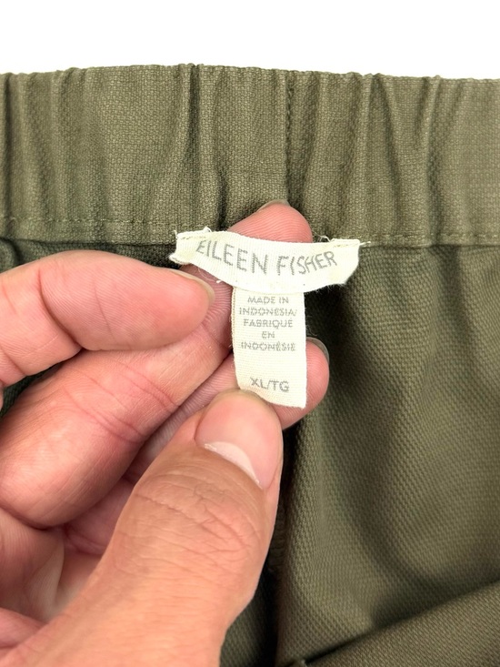 Eileen Fisher Olive Green Cotton Hemp Lantern Ankle Pant Easy Fit - Picture 9 of 12